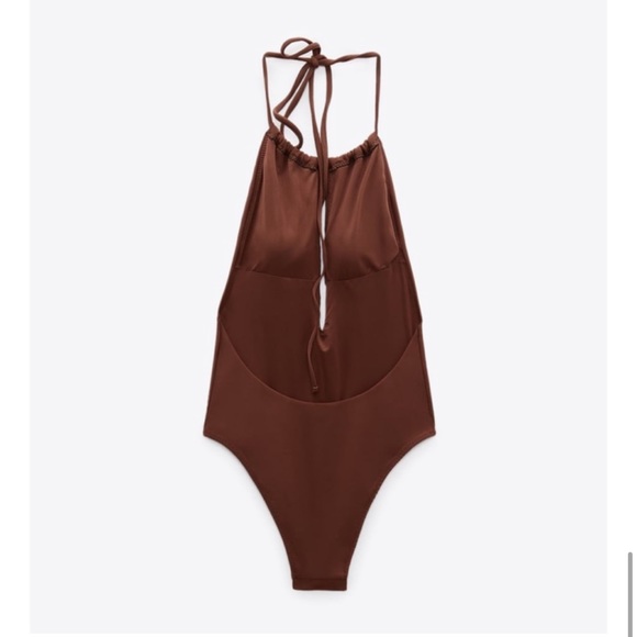 Zara Halter Swimsuit Chocolate Brown NWT size Small - Picture 5 of 7
